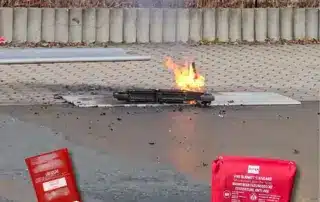 Fire test with e-scooter battery