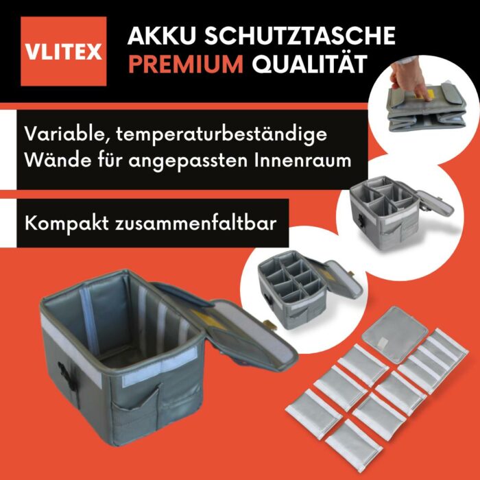 VLITEX Akku Schutztasche mit variablen Innenwänden