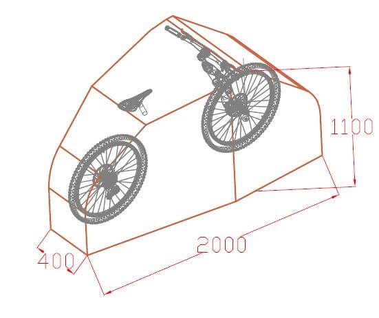 Zeichnung einer Haube für E-Bike als Feuerschutz