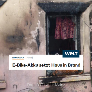 Die WELT berichtet über einen Akku-Brand in Mainz